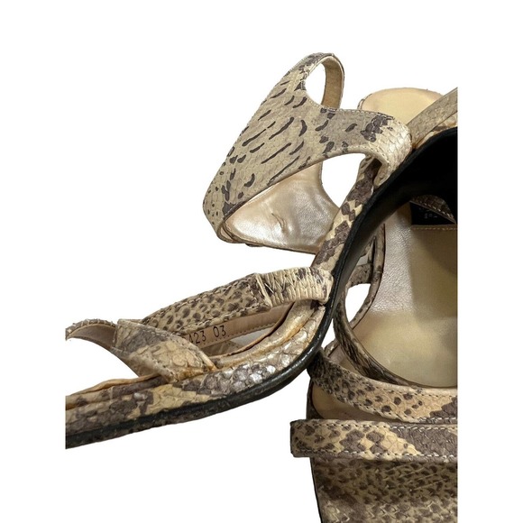 Vintage 90s Y2k Kenneth Cole Chunky Strappy Snakeskin Heels SZ 9 - Picture 14 of 16